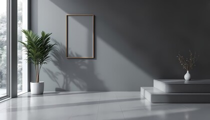 Minimalist Modern Interior with Plant and Vase