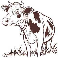 cow, farm animal, black and white, detailed, realistic, sketch style, digital art
