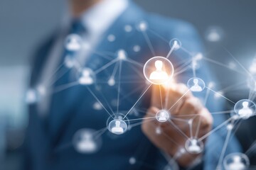 Networked Connection Human Resources Finger Displaying Data Connection Modern Digital Transformation Solutions Innovation Global Communication Business Technologies
