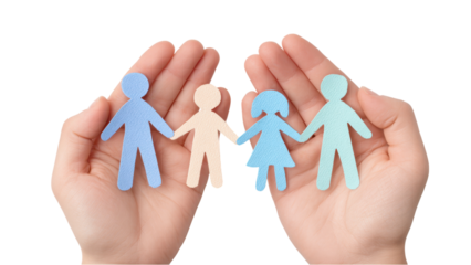 Paper Cutout Family in Hands - and Protection Concept