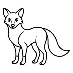 a cartoon style illustration of a fox, simple black and white line art, minimalist design, flat style, vector graphic
