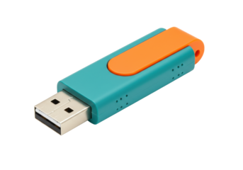 Isolated vibrant USB flash drive for data storage and transfer of digital files on-the-go