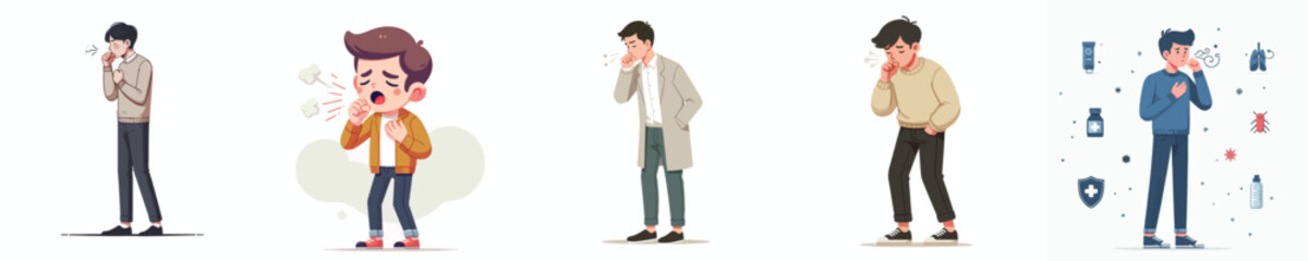 vector of a man coughing