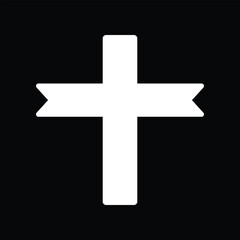 Hallowen white cross outline on black background