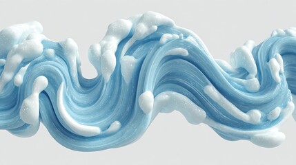 Fluid wave design with smooth texture and a light blue color palette. Abstract forms suggest movement and flow, creating a serene and modern aesthetic.