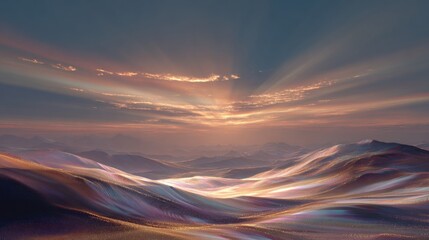 Fototapeta premium Sunrise over sculpted hills