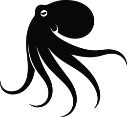 Vector Octopus black silhouette marine animal isolated Illustrator