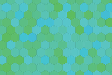 Abstract Hexagon Pattern in Shades of Green and Blue Creates a Mosaic Effect for Backgrounds and Designs