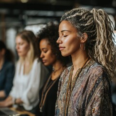 Obraz premium Empowering Women in the Workplace Inclusivity: Celebrating International Women's Day with Diversity Equity Inclusion (DEI) in the Education Industry with Multiracial Female Teachers.