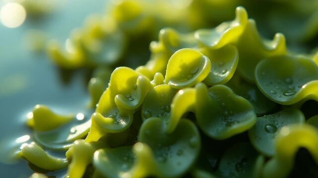 Video Close-up shot of various aquatic plants