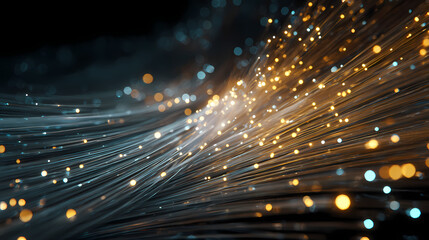 A mesmerizing view of illuminated fiber optic cables that emit vibrant lights 