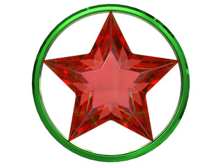 Decorate the anniversary celebration with a red ruby ​​star in anodized green ring.