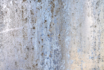 An abstract grunge texture background of an old, weathered stainless steel surface. The faded, stained, and mossy metal creates a rough, authentic, and industrial pattern.