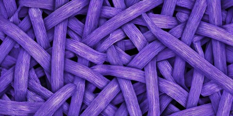 Interwoven purple strands create a detailed abstract background texture.
