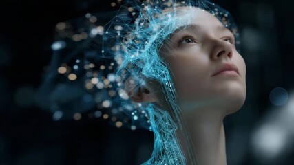 AI-driven neural network translating complex emotional states into holographic visuals, symbolizing human-machine empathy, affective AI, and futuristic emotional computing systems. cinematic color