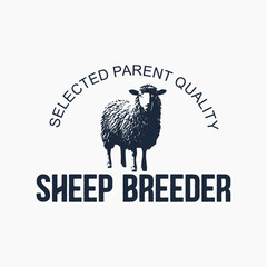 Vintage inspired sheep breeder logo design featuring a detailed illustration and text arc