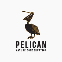 Elegant Pelican Logo Design for Nature Conservation and Wildlife Advocacy Projects