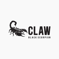 Black scorpion claw logo design for company identity and branding vector concept