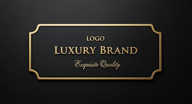 Elegant gold and black premium brand name plate design concept for sophisticated business identity