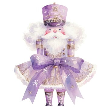 purple nutcracker doll with big bow clip art preview