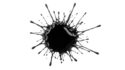 Transparent Background Splash of Liquid with Central Hollow Circle for Artistic or Scientific Use