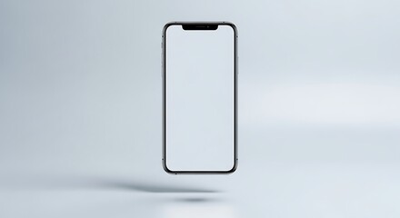 Sleek Modern Smartphone with Blank Screen Floating in Minimalist Studio Setting