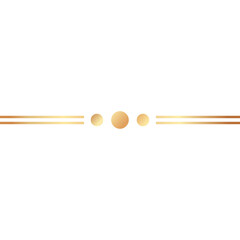 Elegant Golden Horizontal Line Divider With Three Small Circles And Double Lines On White Background For Decoration