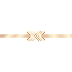 Elegant Golden Art Deco Geometric Border Design with a Central Diamond Shape on a White Transparent Background