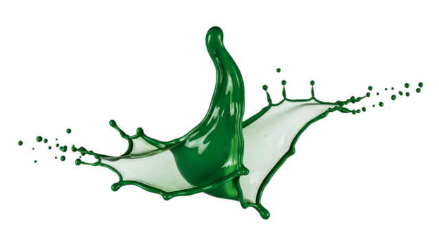 Green Liquid Splash Abstract Art in Transparent Background