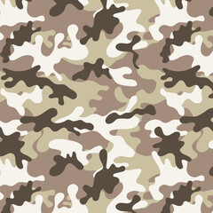 Camouflage Seamless Pattern. Sand Color. 4th of July, USA Independence day, Americana Backdrop. Vector Template For Fabric, Textile, Wallpaper, Wrapping Paper