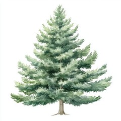 Fototapeta premium Green Cedar tree illustration watercolor pine.