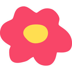 Simple Pink Flower With Yellow Center On Transparent Background Cartoon Style Vector Art