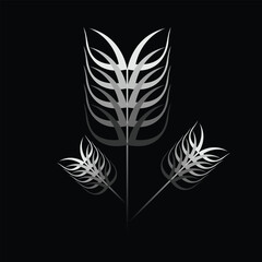 Fototapeta premium Set of black and white wheat ear vector illustrations. Modern agricultural and botanical design, perfect for farm, food, harvest, rural, nature, backgrounds, prints, and creative graphic design