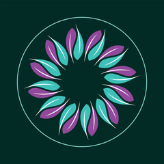 Fototapeta premium Abstract earth tone triple swirl mandala vector illustration. Modern geometric decorative pattern for art, backgrounds, prints, textiles, wallpapers