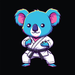 Cute Blue Koala Karate Master in Training