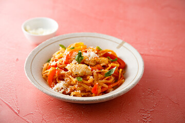 Chicken pasta with pepper and cheese