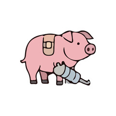 Illustration of a veterinarian caring for various types of pets and wildlife. Colorful vector images show veterinarian activities such as examining, administering injections, and treating animals such