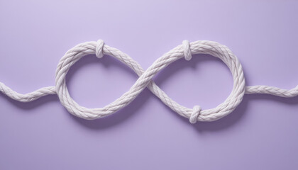 Obraz premium Love Loop – White Rope on Purple Background