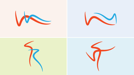 Abstract family logo design with stylized parent and child figures in blue and gold. Modern vector icon for community, unity, care, parenting, wellness, social, and support concepts