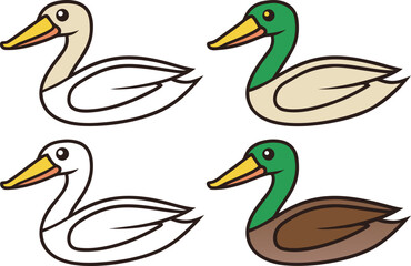 Birds Design Set in Outline Strokes. Beautiful Bird Collection Illustration. Flying Birds and Feathers Design Pack. Exotic and Tropical Birds Drawing Set. Bird Silhouette and Outline Art Collection