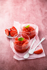 Homemade strawberry sorbet