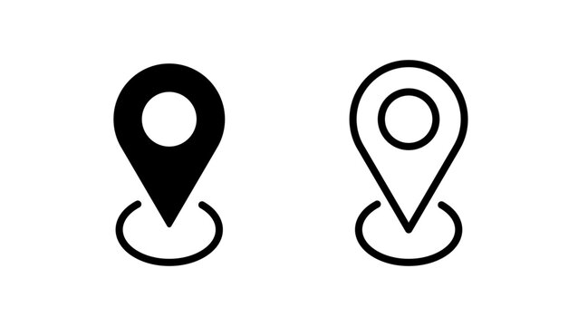 Black and outline location pin icons, map marker vector icon, travel destination, location marker, Vector illustration.