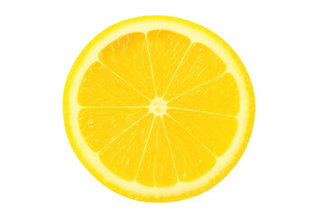 Yellow lemon slice cross-section with transparent background