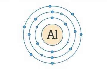 Aluminum atom bohr model diagram showing electrons orbiting nucleus al symbol on transparent background