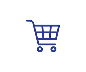 Dark blue shopping cart icon for e-commerce design and online retail promotions or add to marketing material for sales and promotional advertisement