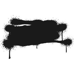 Abstract Black Spray Paint Splatter Silhouette with Dripping Effect on Transparent Background