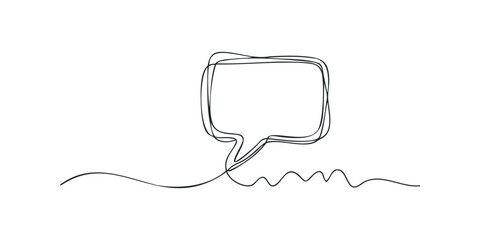 Single continuous line drawing of a speech bubble