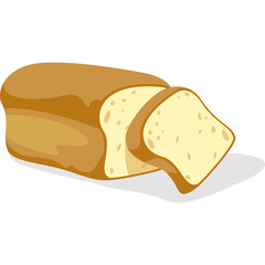 Sliced Loaf of Bread with Golden Brown Crust and White Interior on a Transparent Background