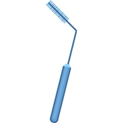 Flat Design Dental Cleaning Brush Tool with Blue Handle and Bristles on a Transparent Background Ideal for Stomatology Clinic Equipment and Dentist Tools in Healthcare Concepts