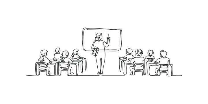 Teacher instructing students in a classroom setting